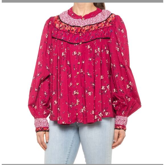 Free People Paloma Printed Blouse Sz XS - Picture 1 of 11